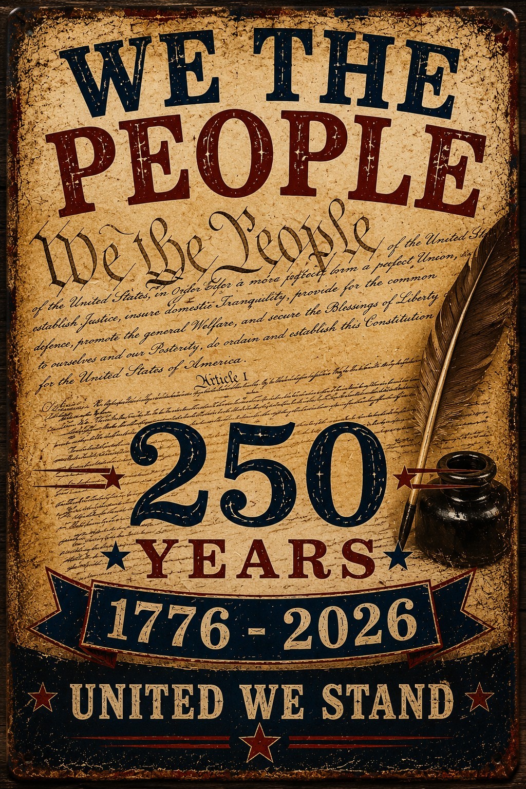 America 250 Years 1776-2026 Patriotic Eagle Metal Sign USA Freedom 8×12 Aluminum