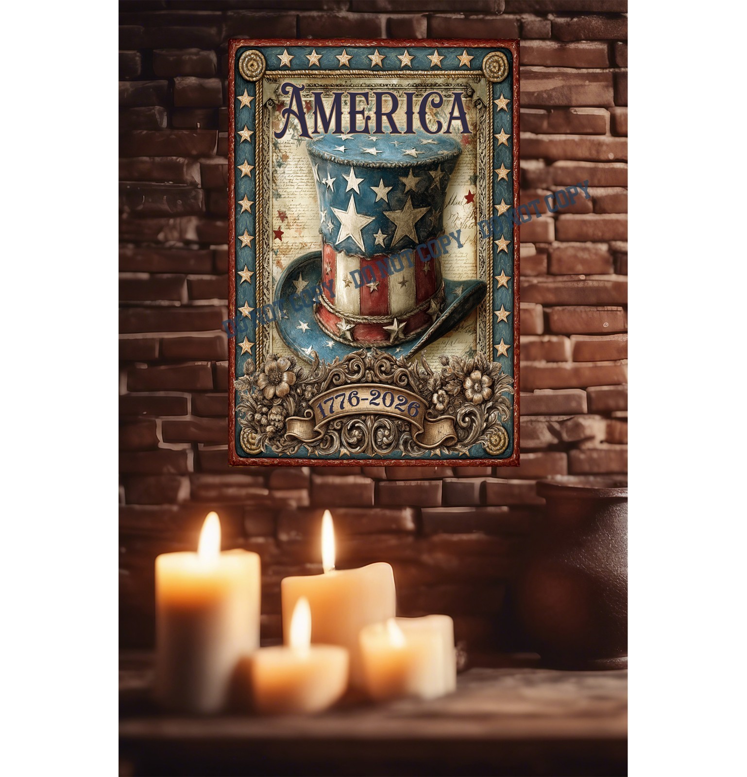 America Uncle Sam Top Hat 1776-2026 Celebrate our 250th Metal Sign
