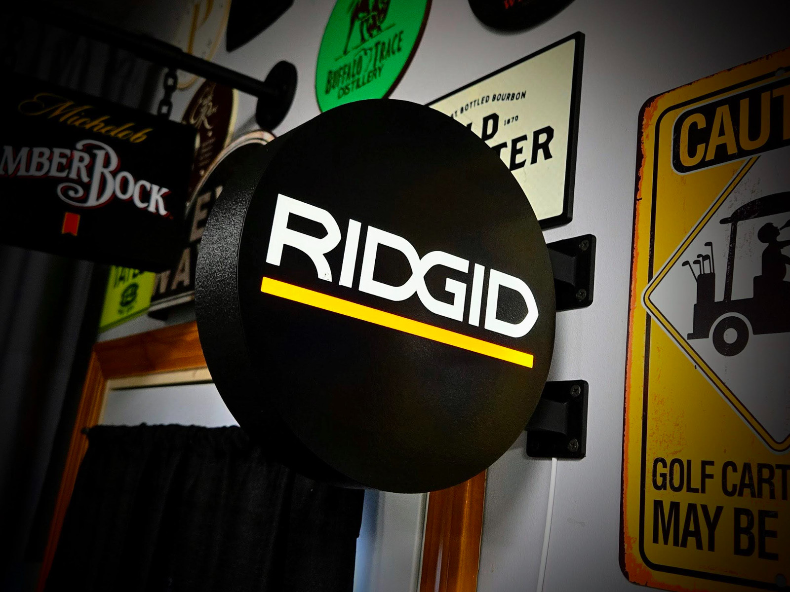 Ridgid Tools LED Lightbox Sign 3D Printed Round Wall Mount Man Cave Garage Decor