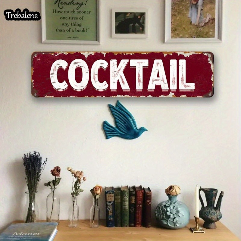 Vintage Roostertail Metal Sign 10.16×40.64cm Red White