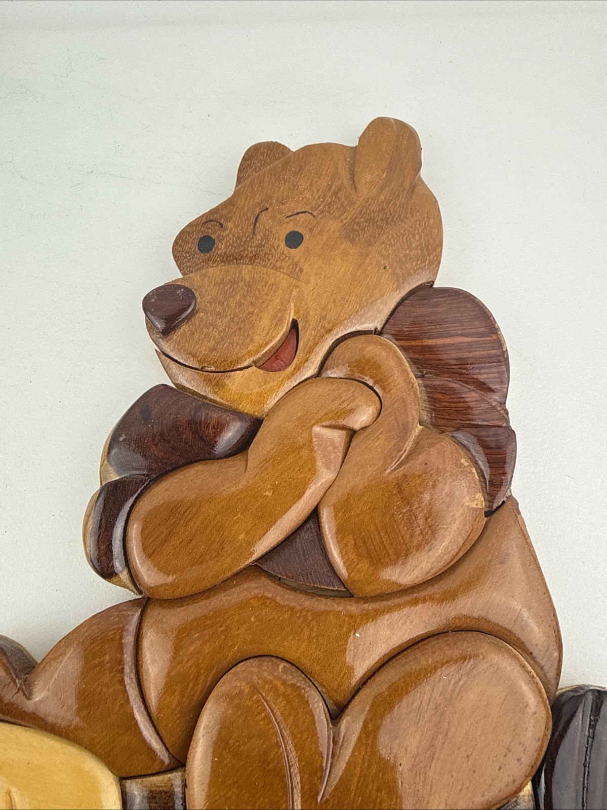 Handmade Glossy Finish Winnie The Pooh 3D Wooden Wall Art Nursery Home Decor