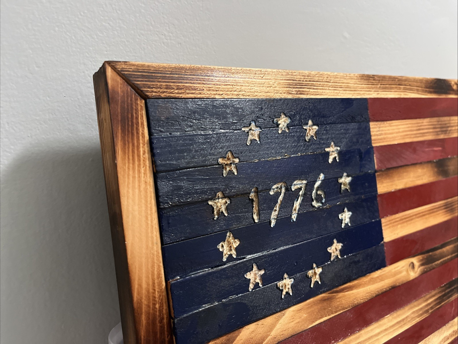 Handmade 1776 Wooden American Flag Classic Rustic Wall Decor USA