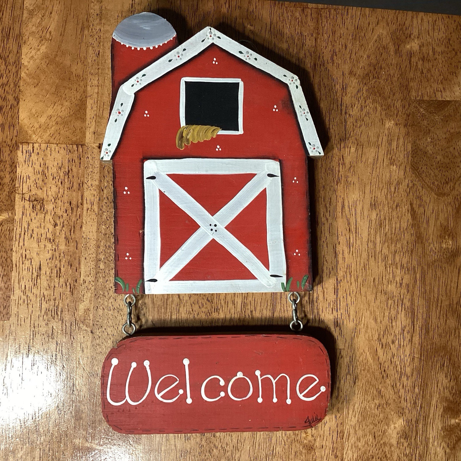 Handmade Welcome Sign Rustic Wooden Red Barn Wall Art Decor Farmhouse