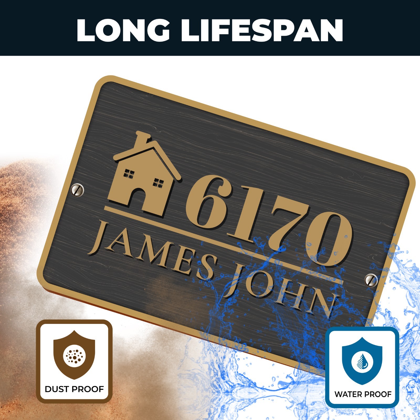 Personalized Home Address Sign Aluminum 12″ x 8″ Custom House Number Plaque USA