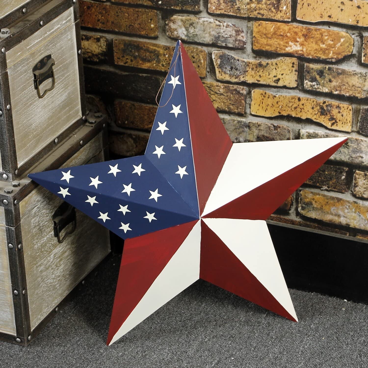 American Barn Star Metal Patriotic Old Glory USA Flag Barn Star Wall Decoration