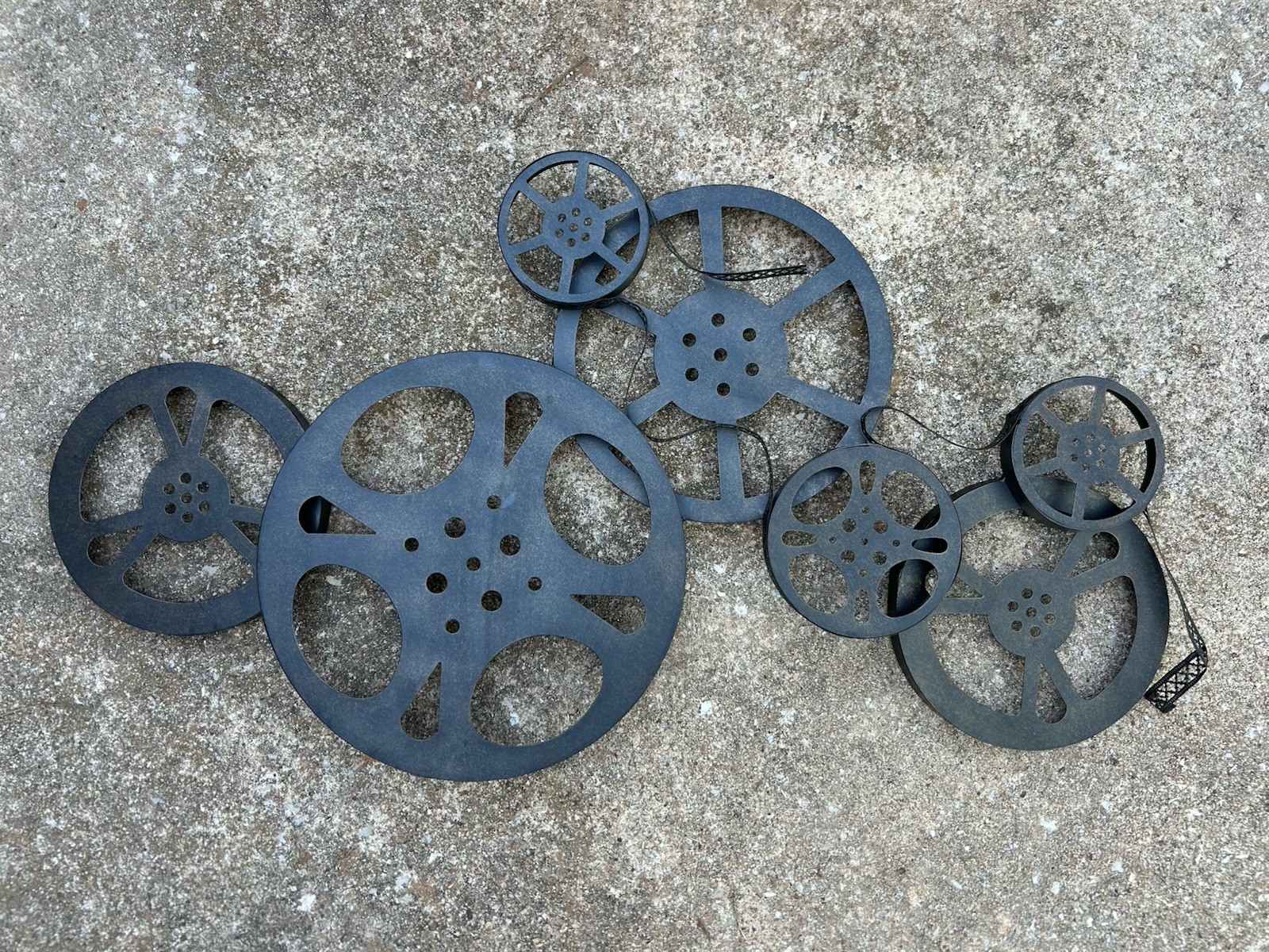 Industrial Americana Cinema Film Movie Reel Wall Hanging Art Rustic Hollywood