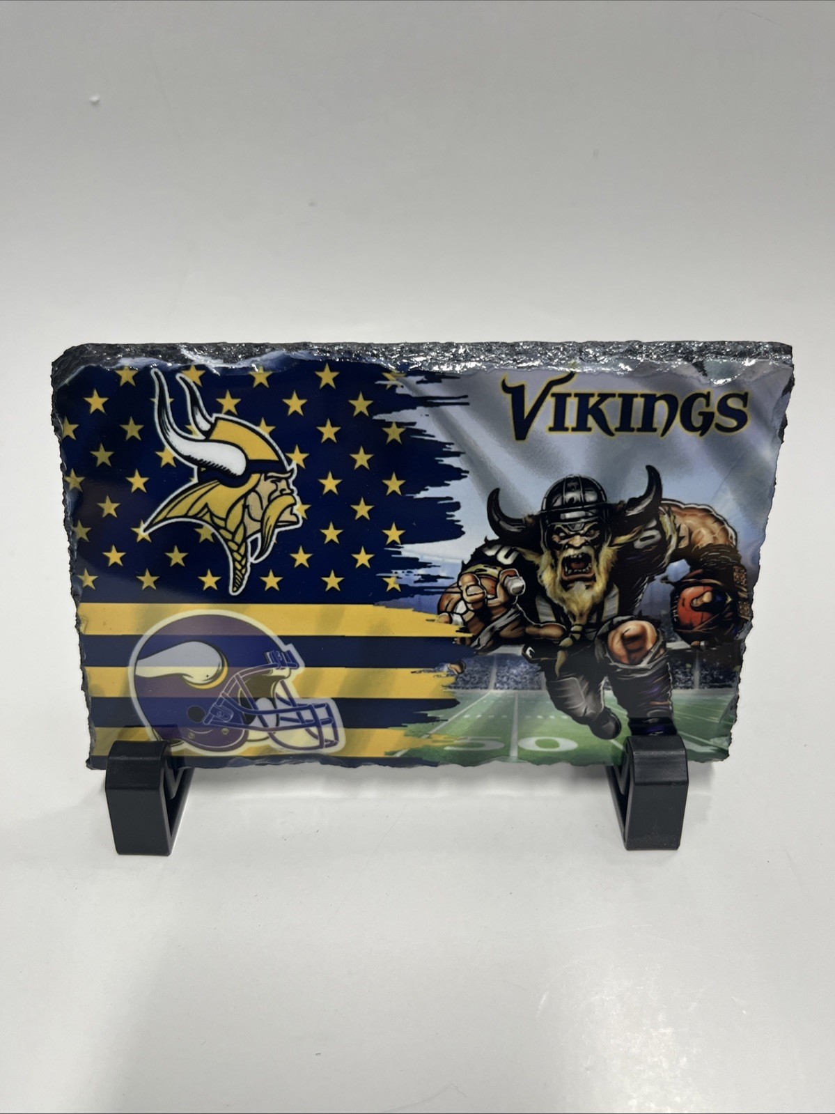 Minnesota Vikings Photo On Slate Rock Stone Rectangular Plaque Home Office Decor