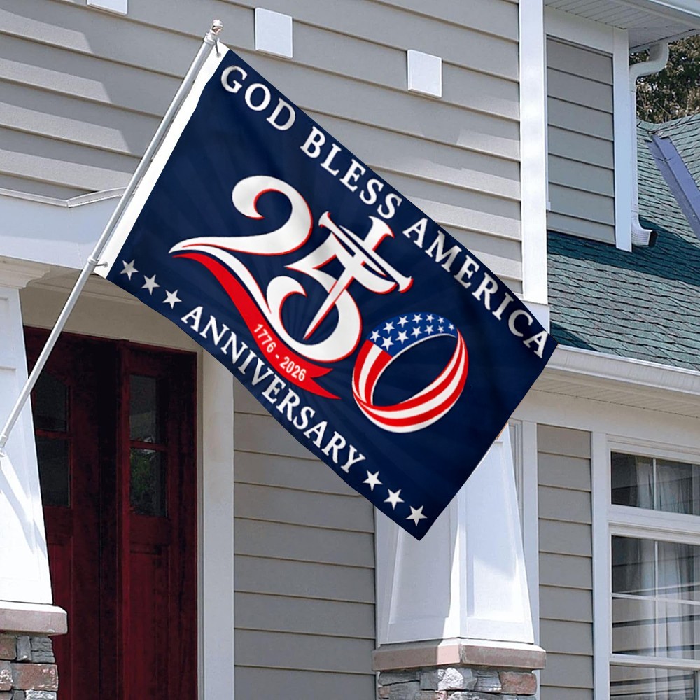 250th Anniversary 1776 2026 American God Bless America Chris Flag Banner 3x5Feet