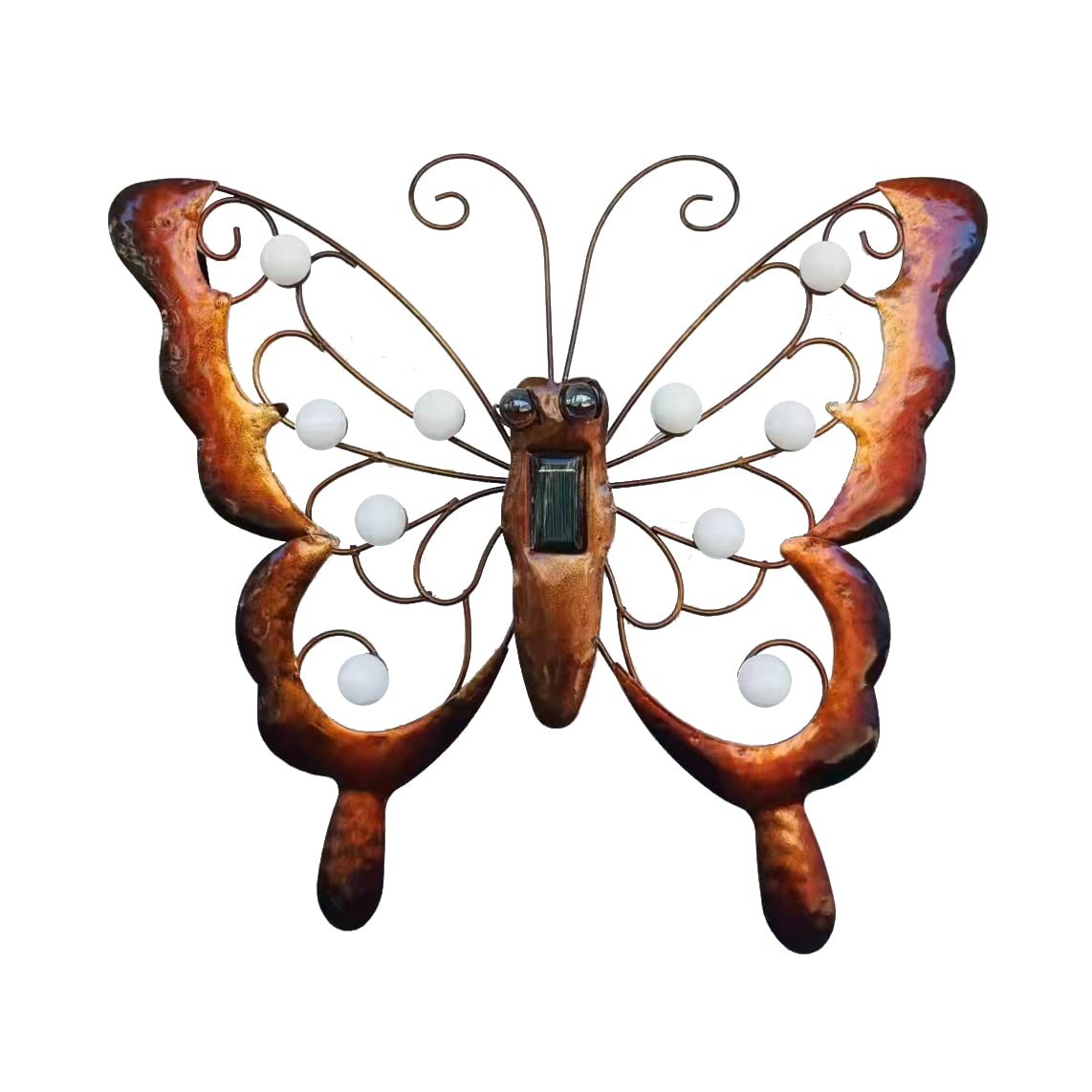 BVLFOOK Metal Butterfly Solar Lighted Wall Art Outdoor Garden Decor