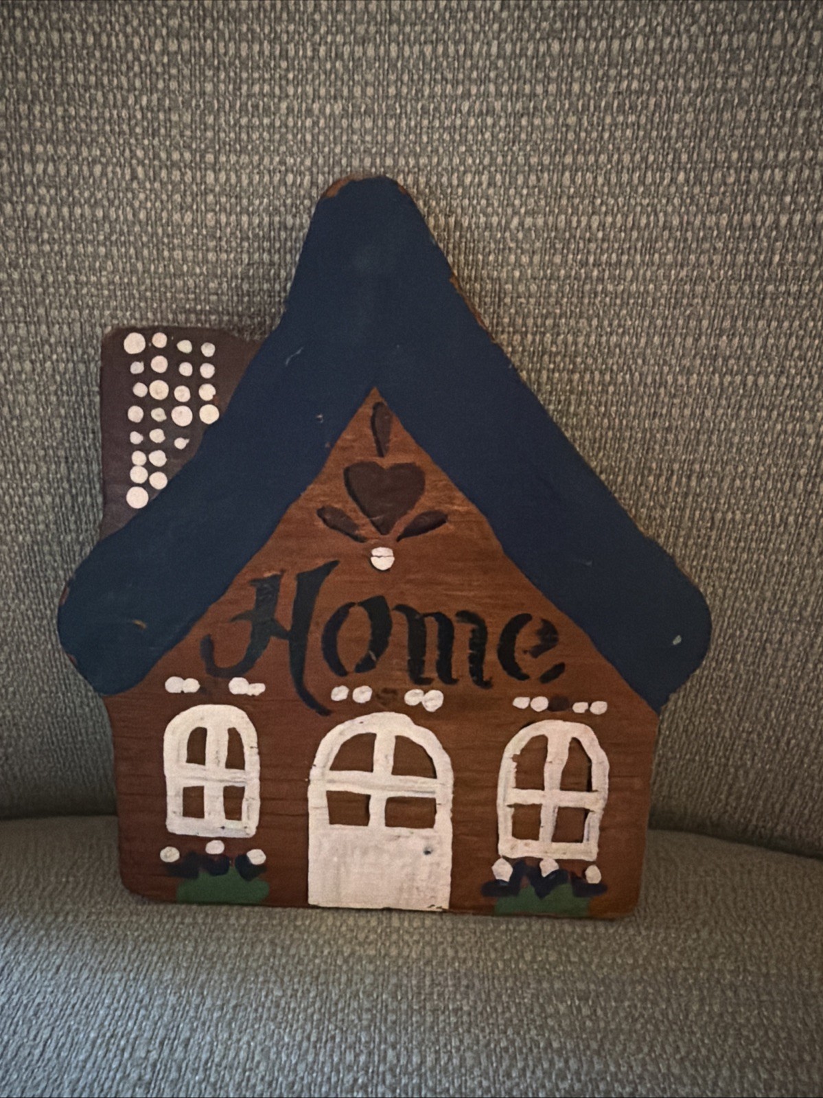 Vintage Hand Painted “Home” House Shaped Wall Art Decor