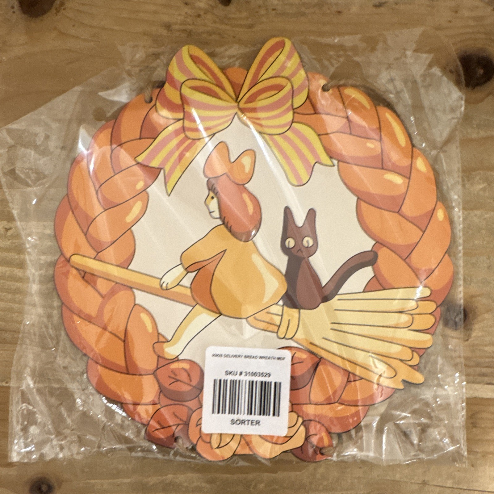 Halloween Witch & Cat Wooden Wreath Door Decor Hanging Sign, Medium