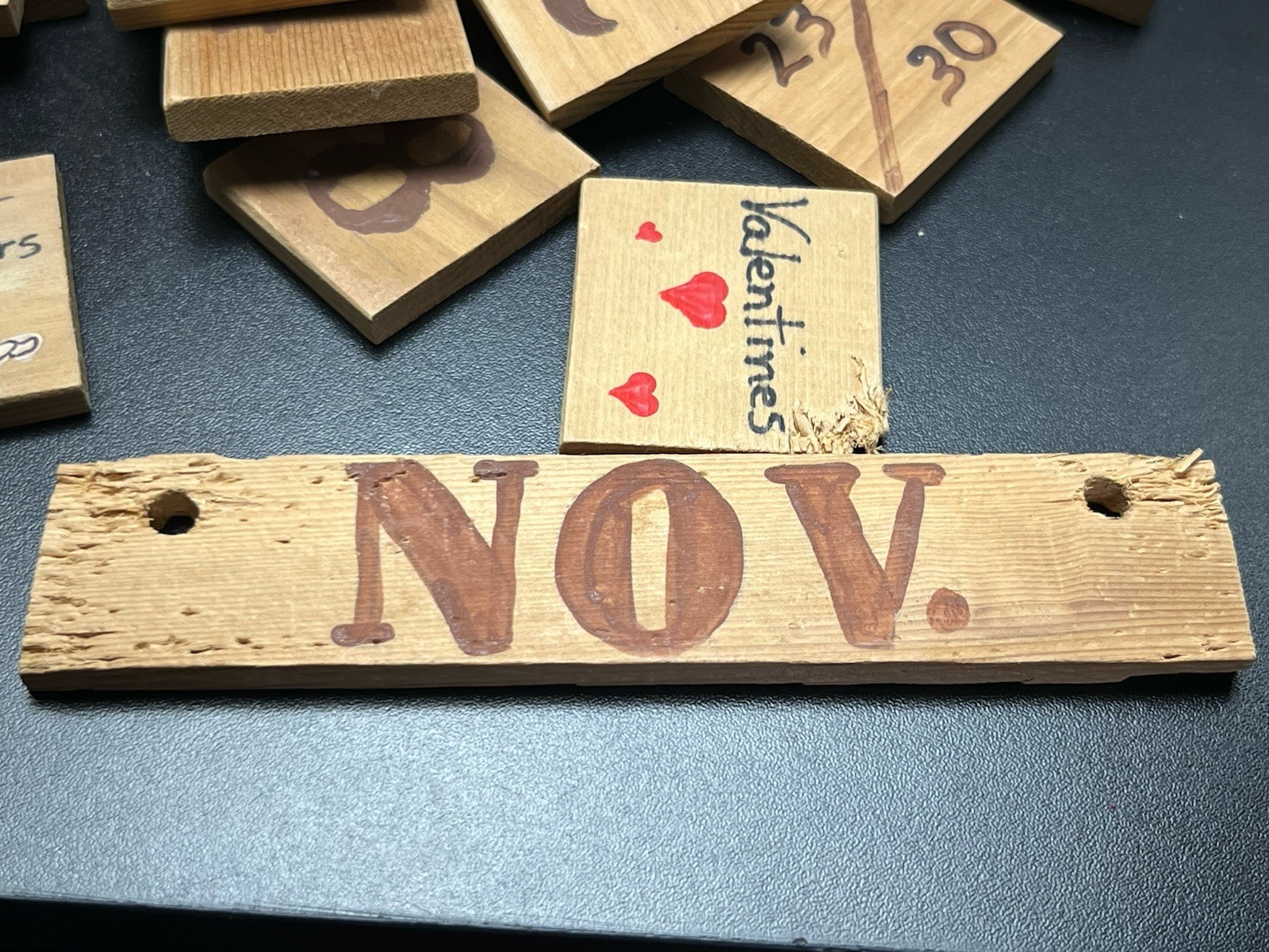 Amish Wooden Perpetual Calendar Folk Art Wall Hanging Handmade Rustic