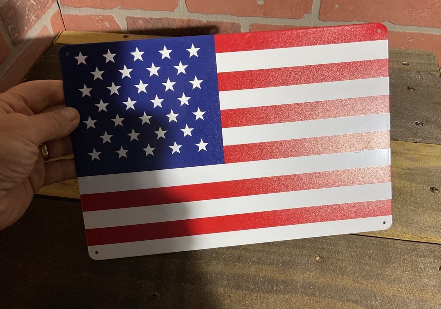 8″x12″ 2D American Flag Tin Sign…A great gift ..Ships Free