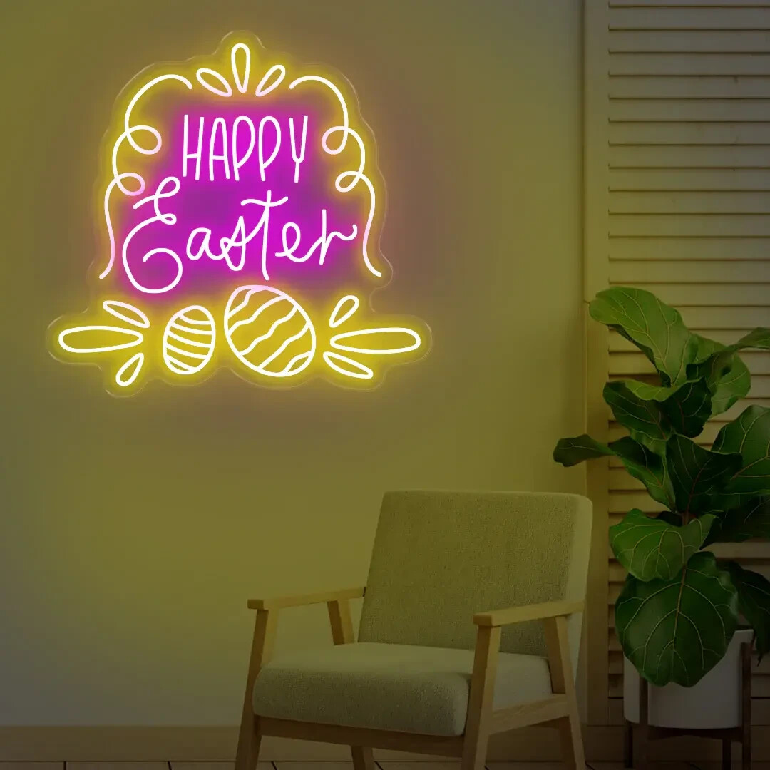 Happy Easter LED Light – Custom Neon Sign for Easter Brunch & Party Decorations