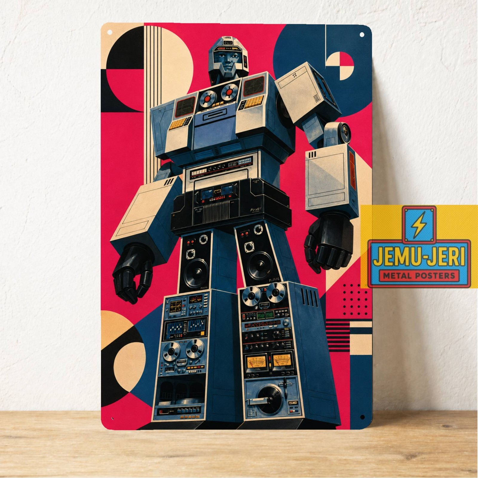 Bauhaus Retro Robot Metal Poster Sci Fi Tin Sign 20x30cm Mid Century Modern Art