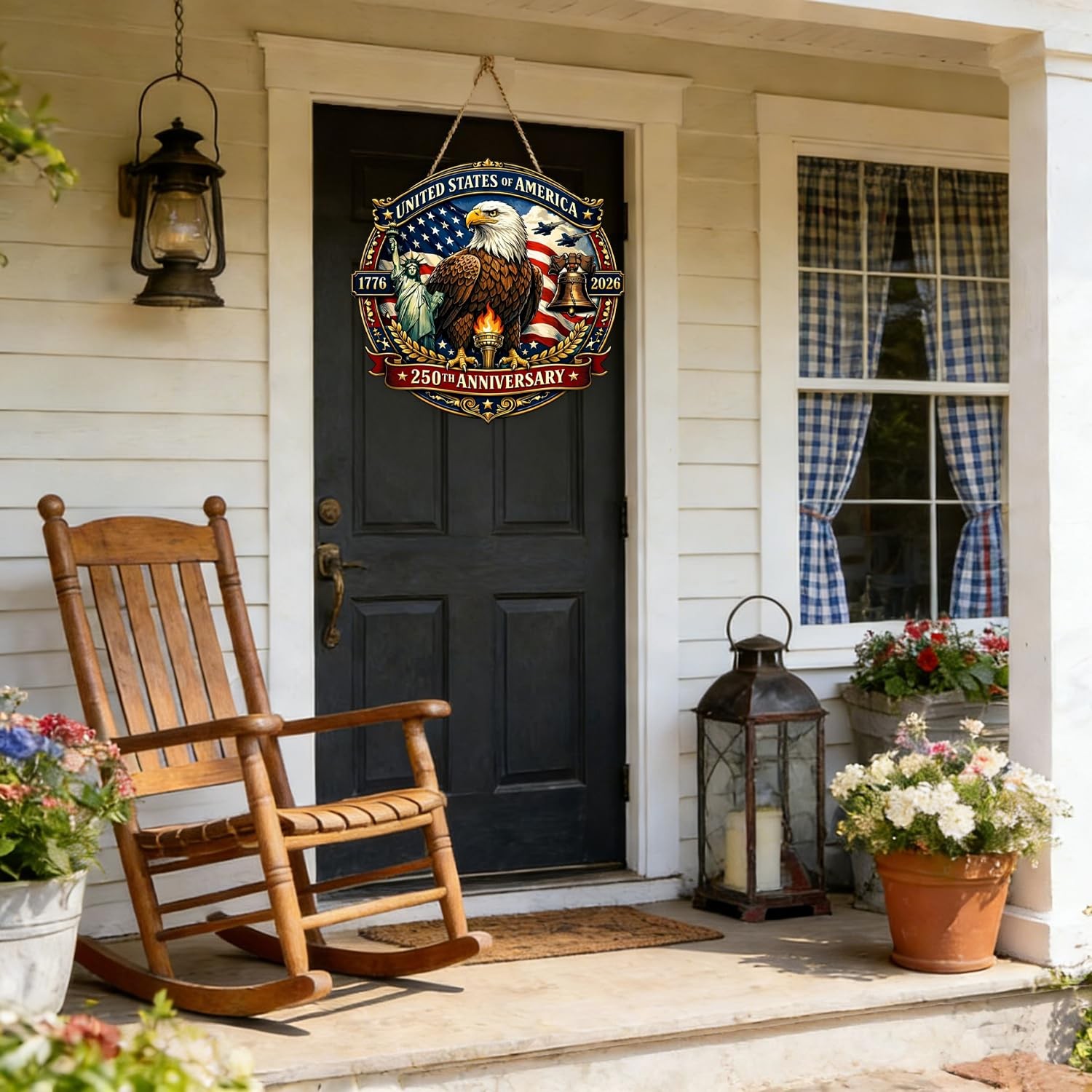 250 Anniversary 4th of July Door Sign Wooden 250th Anniversary 17762026 Wreat…