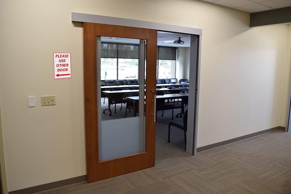 Elegant ‘Please Use Other Door’ Sign with Left Arrow, 12×8 Inches, Easy Mount