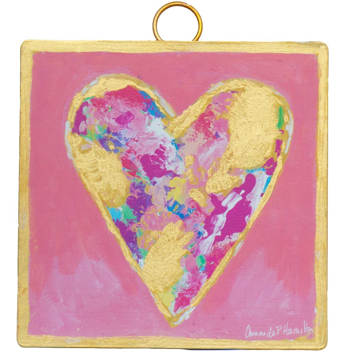 The Round Top Collection Mini Pink & Gold Messy Heart Print 6x6x1