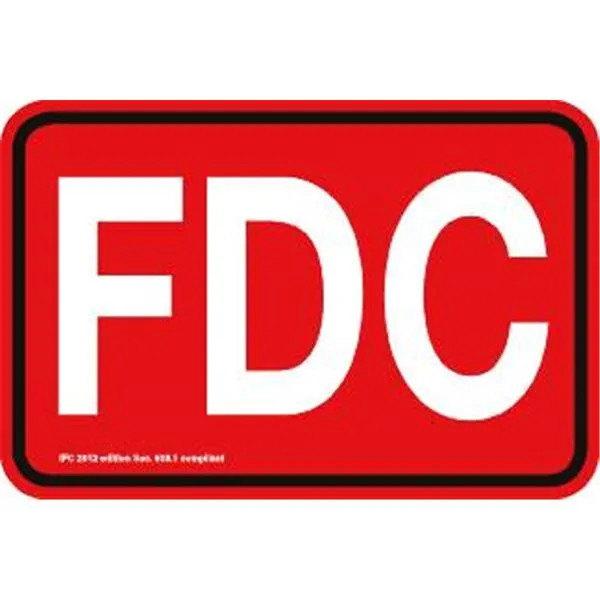 FDC Sign 12″ x 18″ Red Background White Text & Black Border