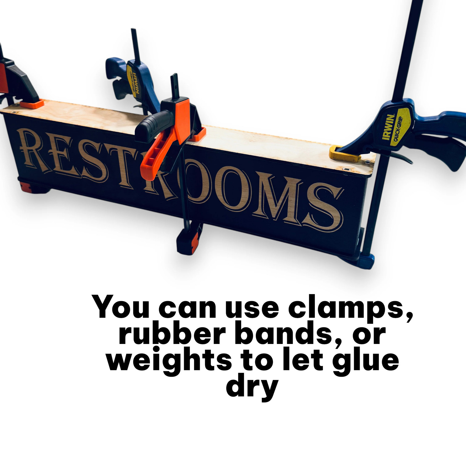 Sign – Restrooms – BLACK – With Add on – Box Sign – 24x6x3 inches