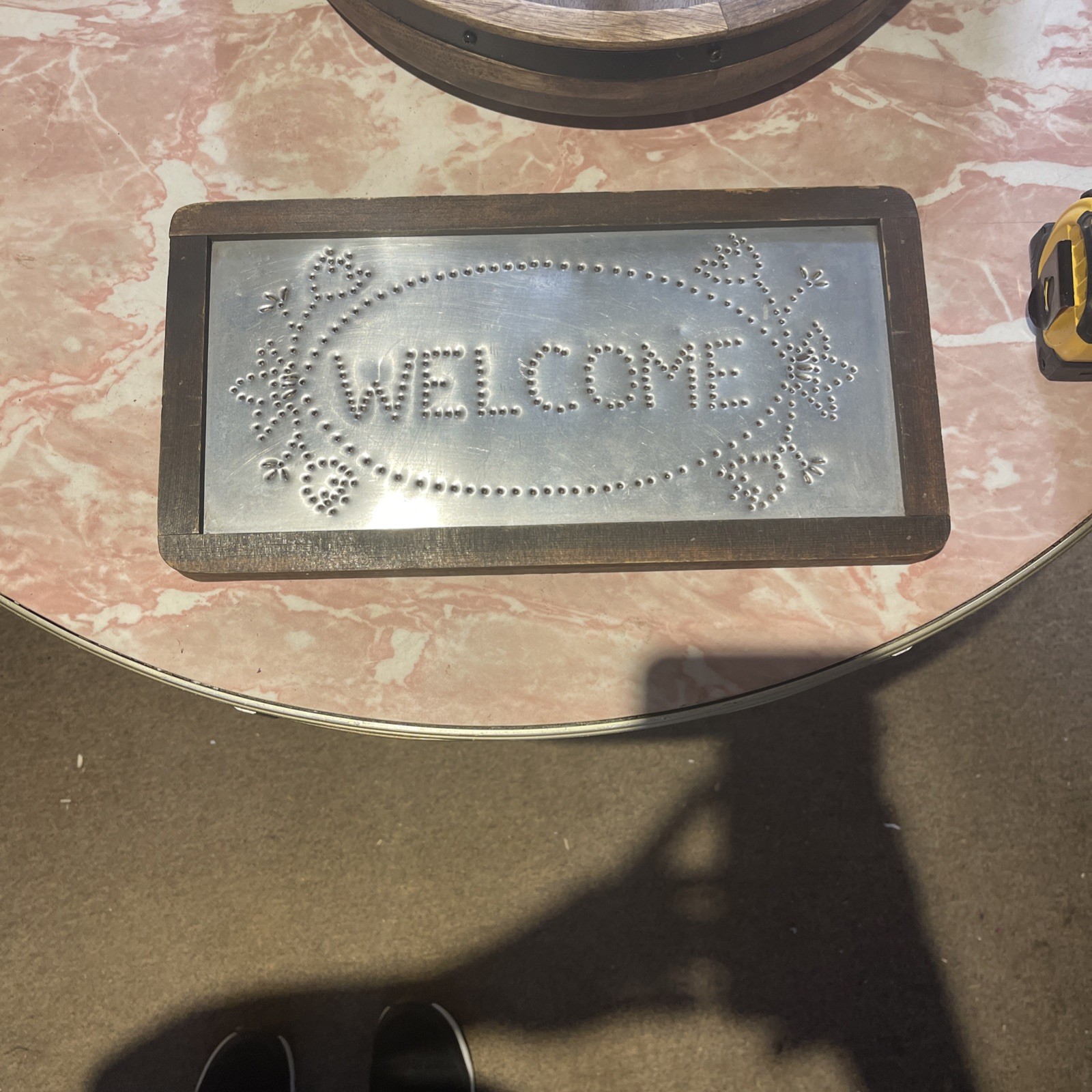Vintage Rustic Tin Handmade Punch Welcome Sign