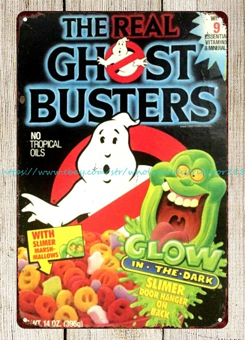 home metal wall decor Ghostbusters Cereal 1980s metal tin sign