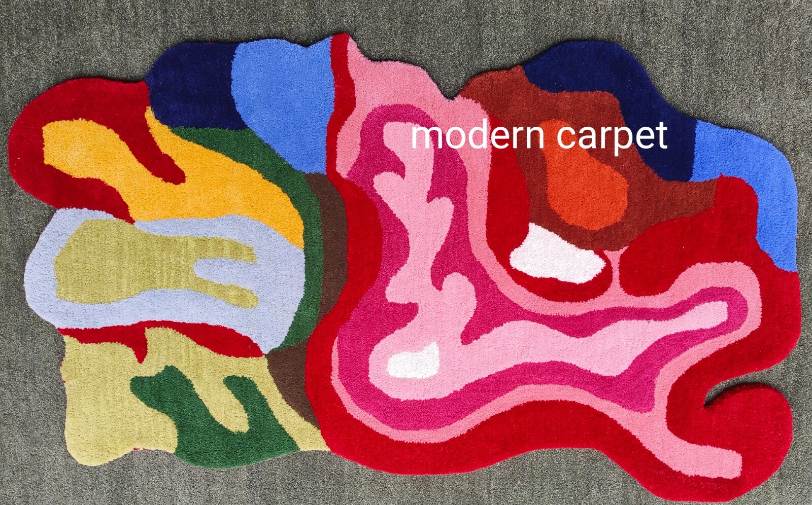 Irregular Amoeba Shaped Rug Handmade 100% Woolen Hand Tufted For Home Decoration