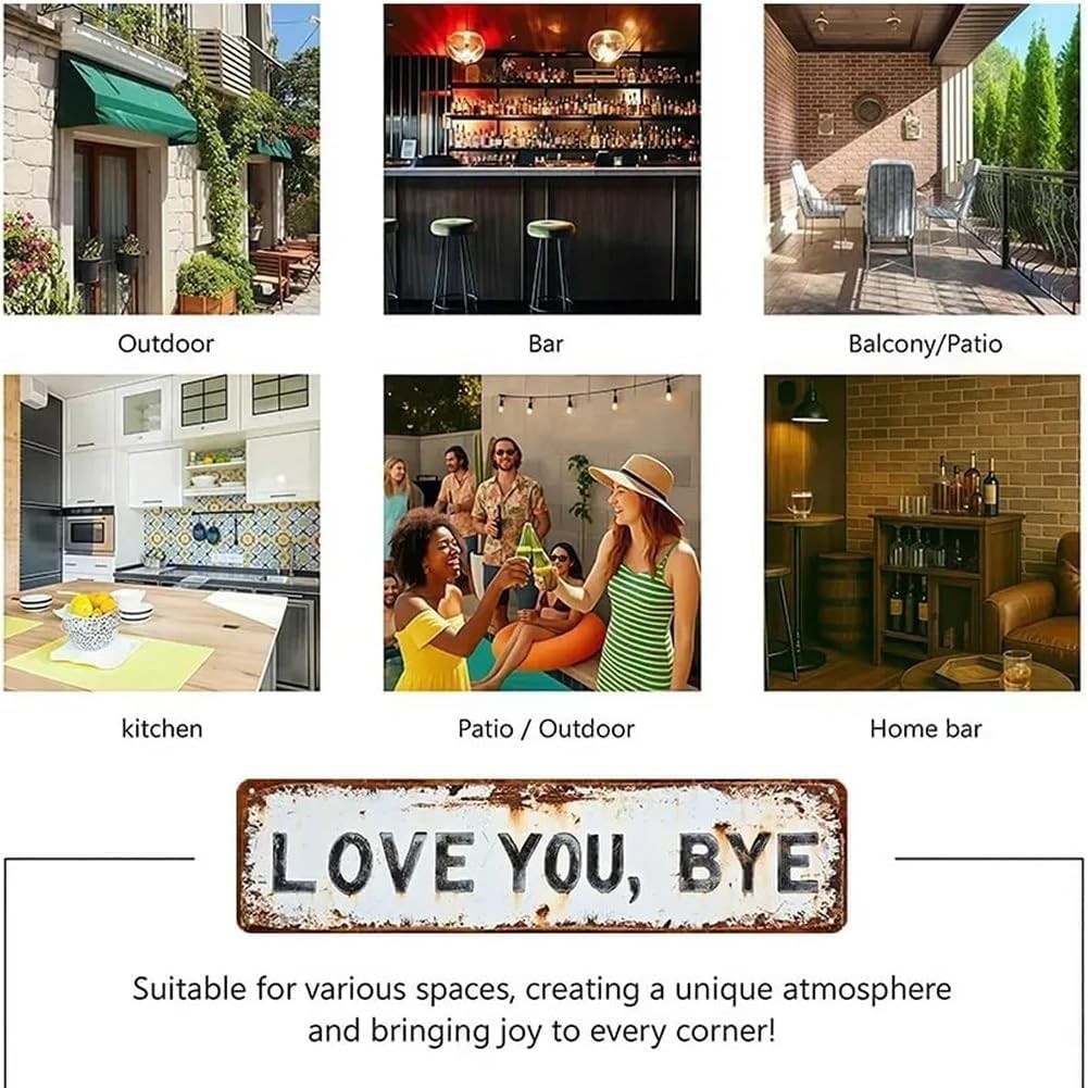 Vintage Love You, Bye Metal Tin Sign Romantic Farewell Decor Home/Door Wall Art