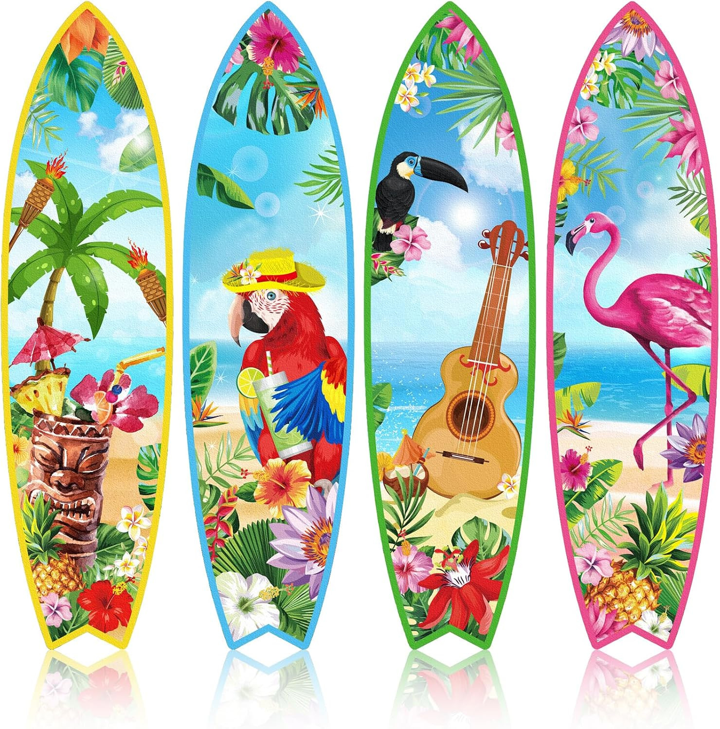 Surfboard Wall Decor Set – Tropical Beach Theme for Home Bar and Parties
