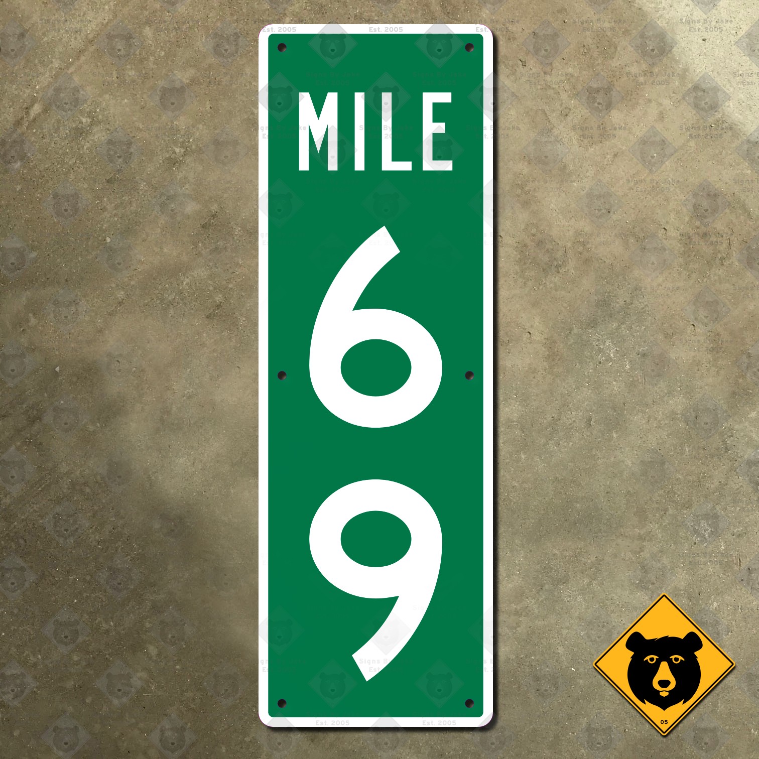 United States mile marker milepost 69 road highway sign 7×21