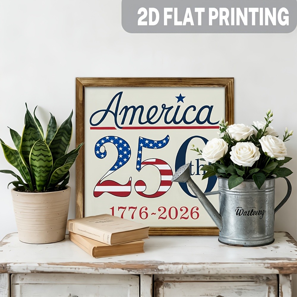 Rustic America 250th 1776 2026 Wooden Plaque 4th of July Patriotic Home Decor