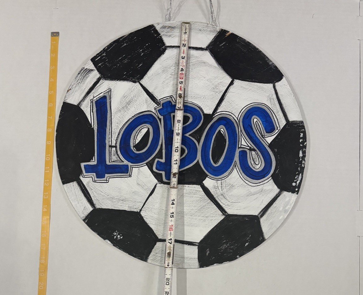 Handmade Lobos Soccer Hanging Door Sign