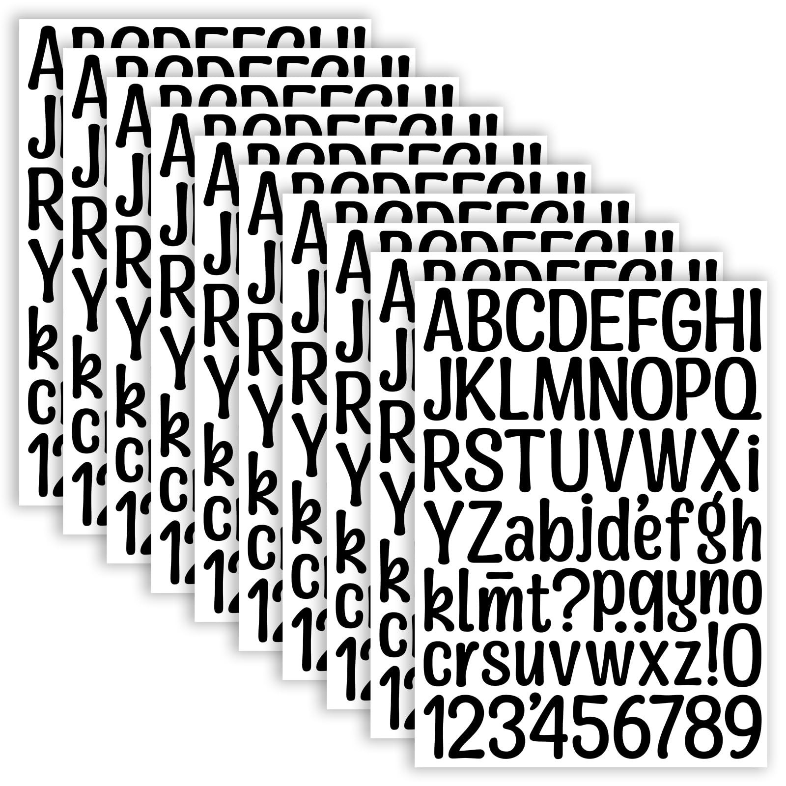 Alphabet Stickers 10 Sheets Vinyl Waterproof 1.5 Inches Self-adhesive Black