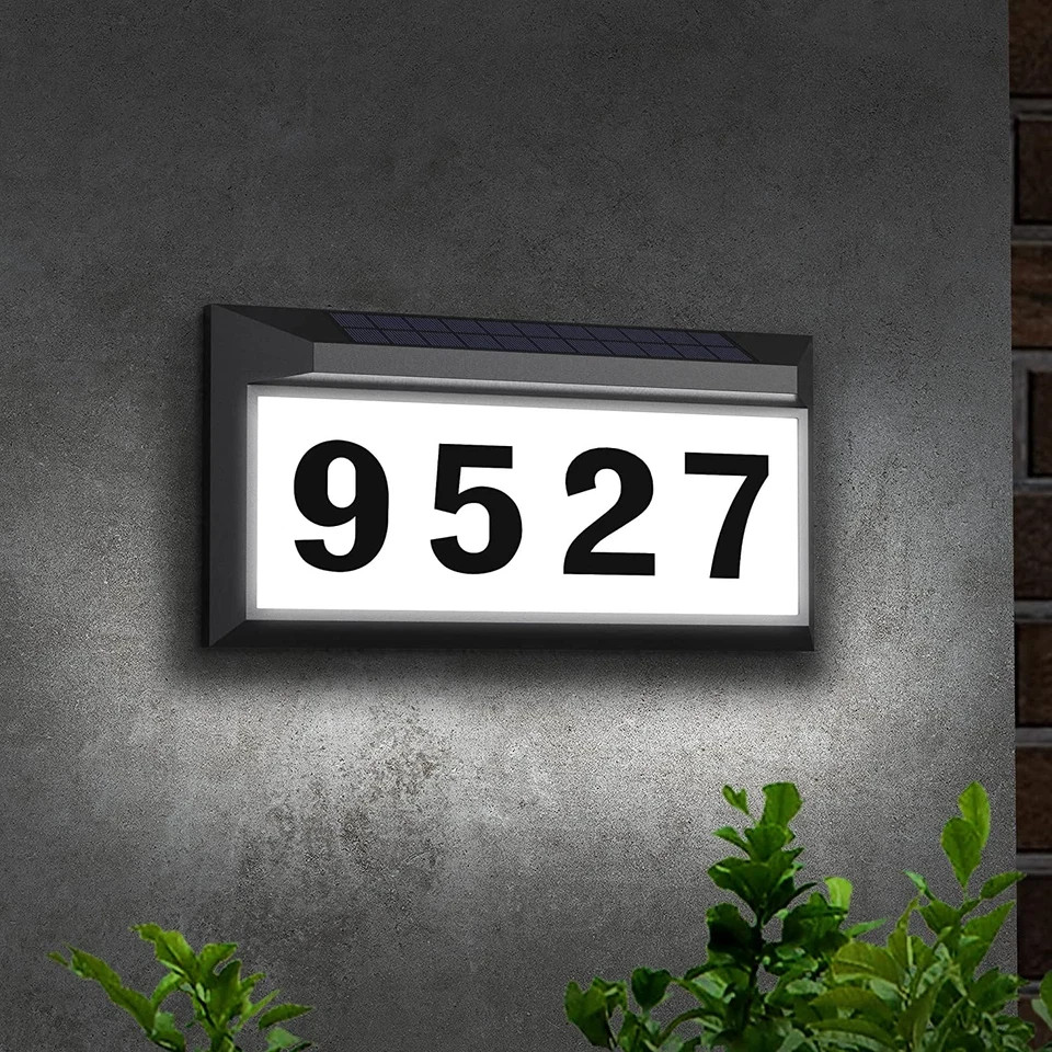 Solar Address Sign, Lighted Address Plaque Outdoor Waterproof, Illuminated Addre