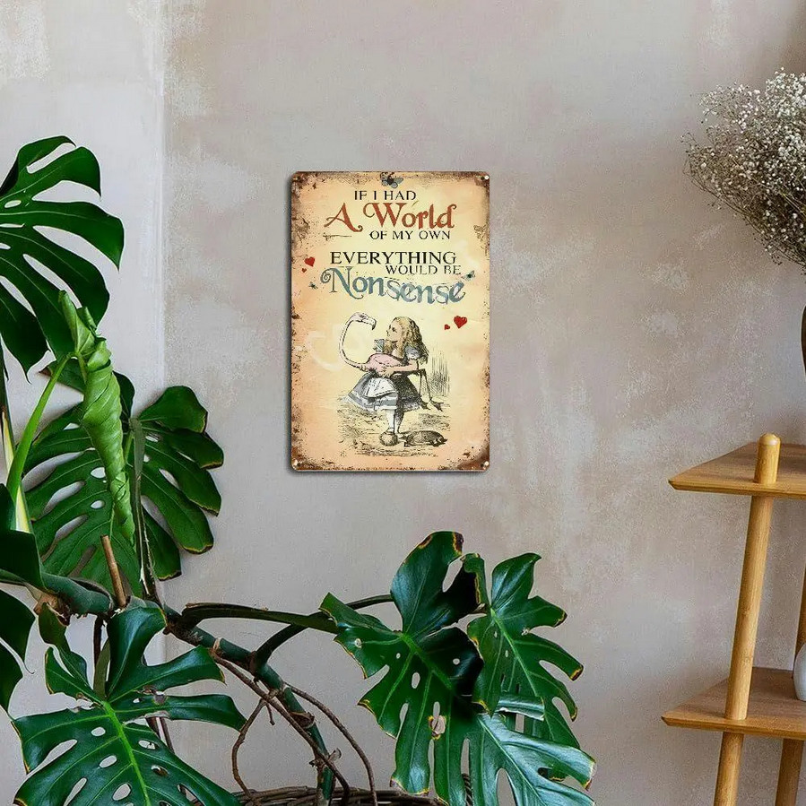 Alice In Wonderland Movie Metal Sign Book Film Decorative Vintage-Look 8x12in