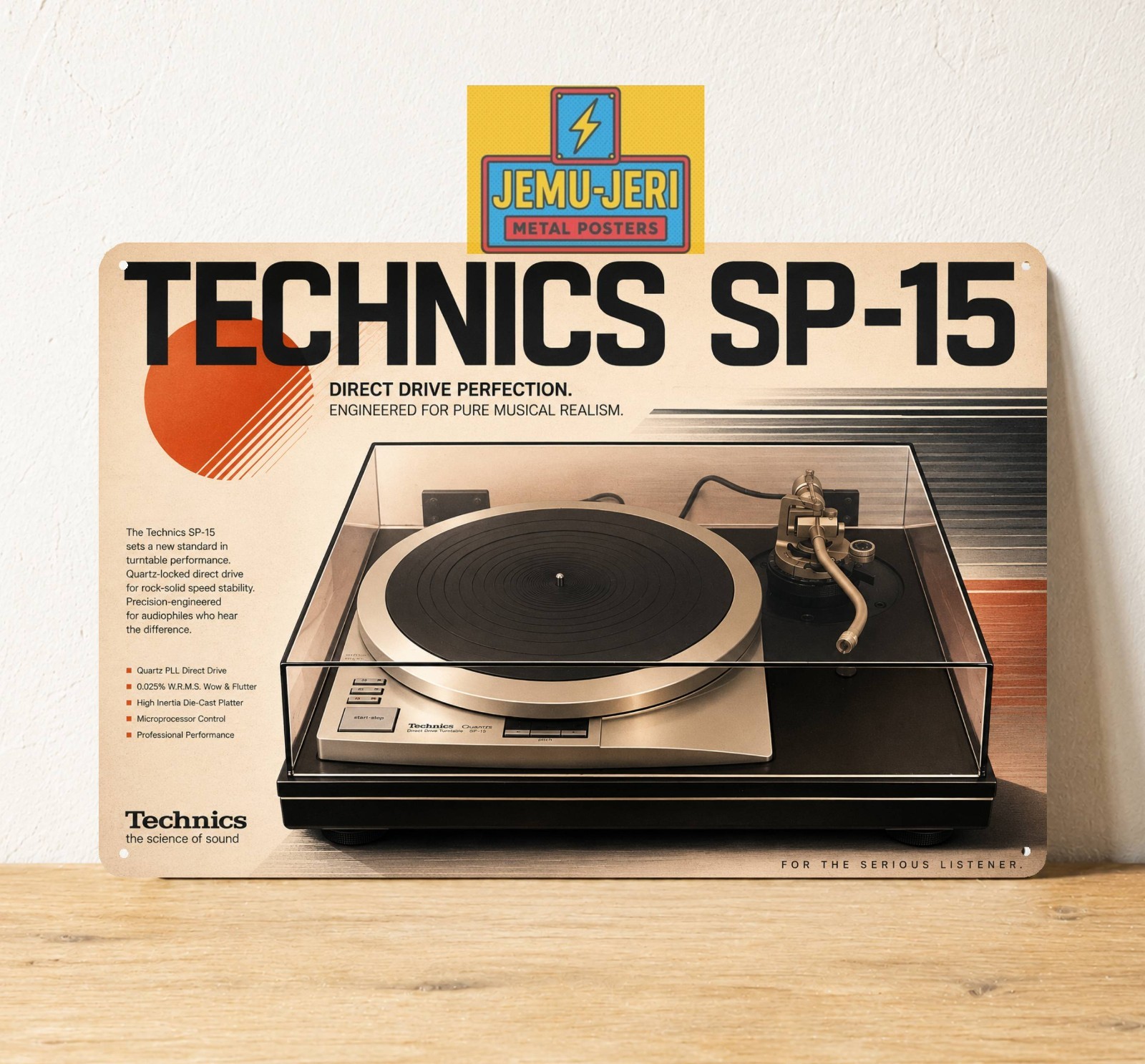 Technics SP-15 Turntable Metal Poster Tin Sign DJ Vinyl Hi-Fi Wall Art New
