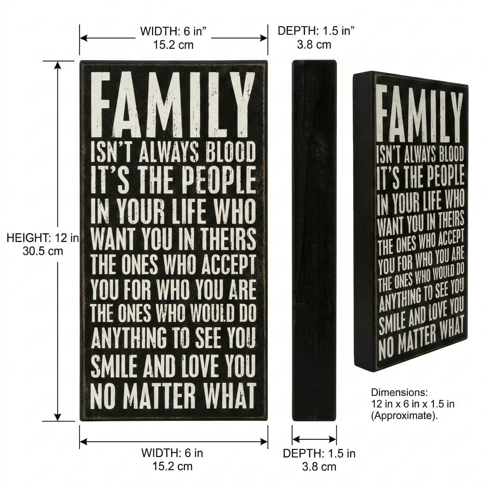 Primitives by Kathy Wooden Box Sign Family Quote Tabletop Shelf Sitter Plaque