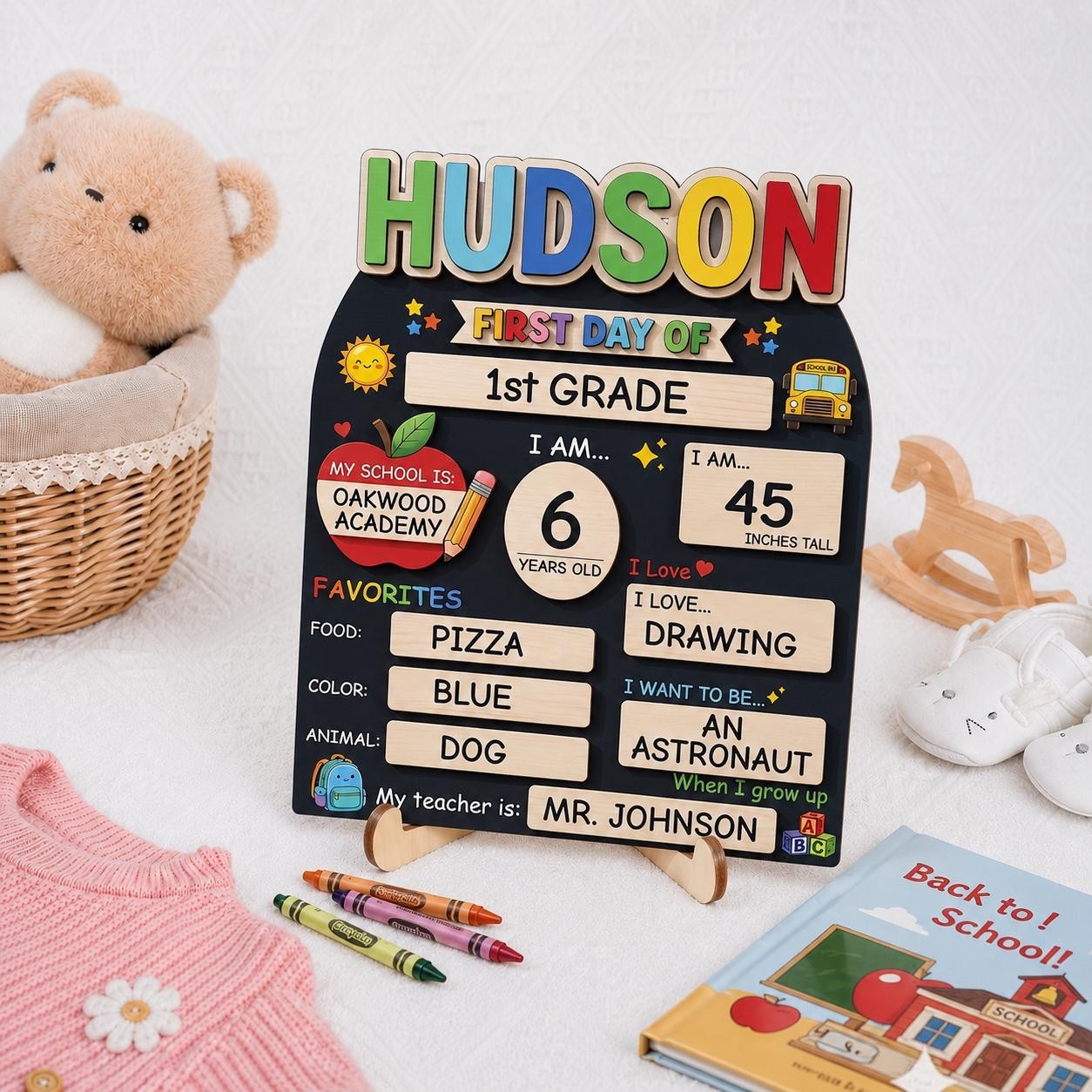 Custom First & Last Day School Sign, Reusable Wooden Photo Board