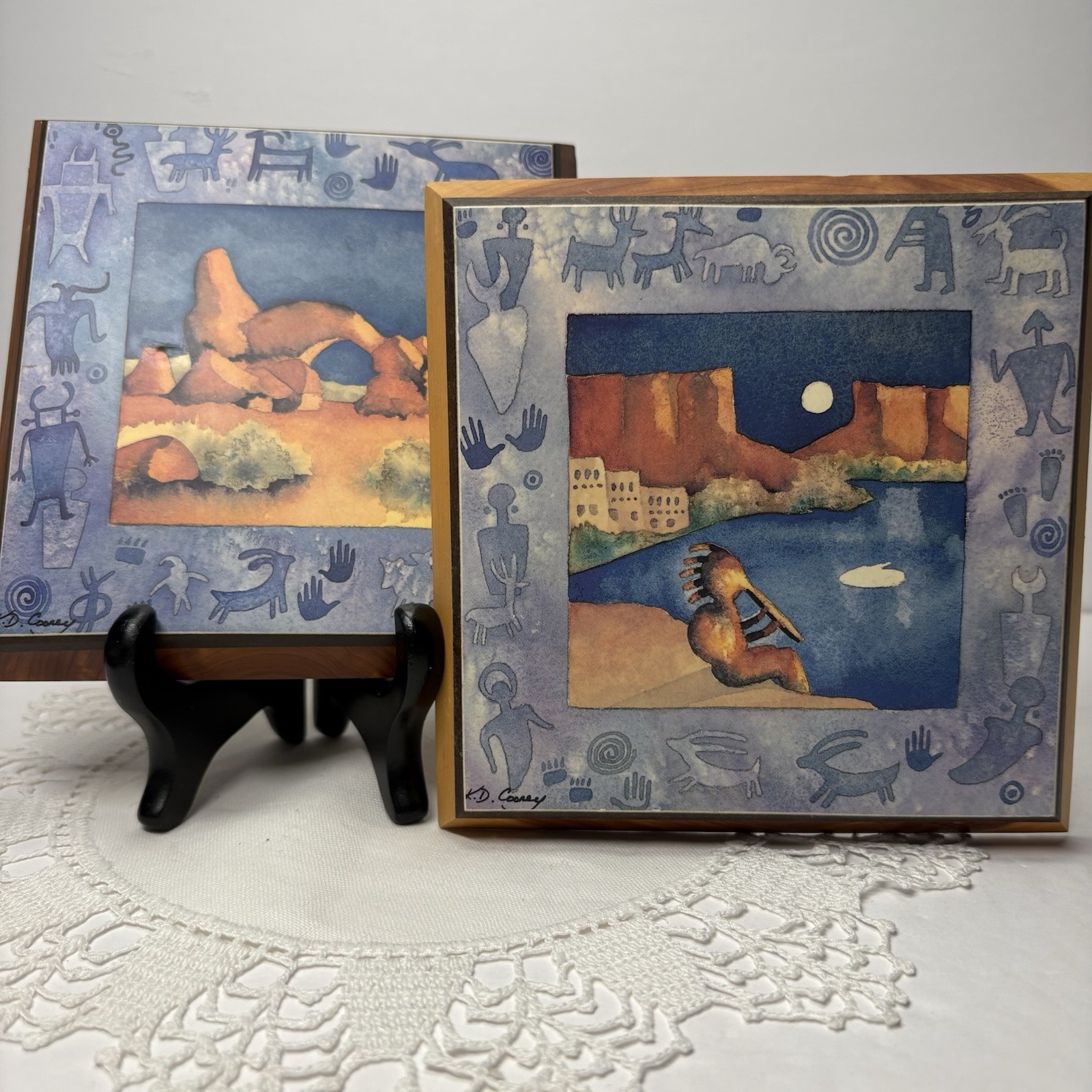 Kathy KD Cooney Pertroglyphs Rocks Wall Plaques Southwest Scenes