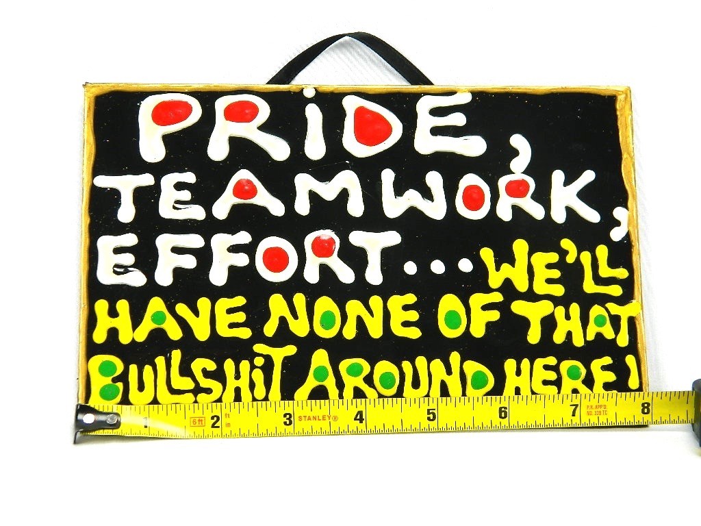 Pride Teamwork Effort We’ll Have None of That Bullshit Around Here Puffy Sign