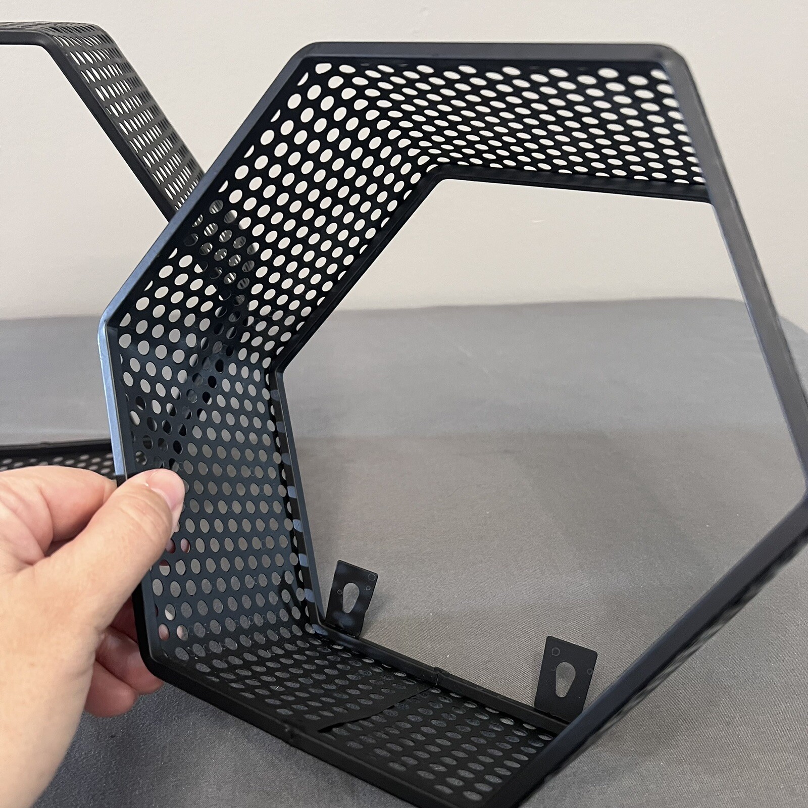 Metal Hexagon Shape Wall Decor Black 9.5×9” & 8.5×8”