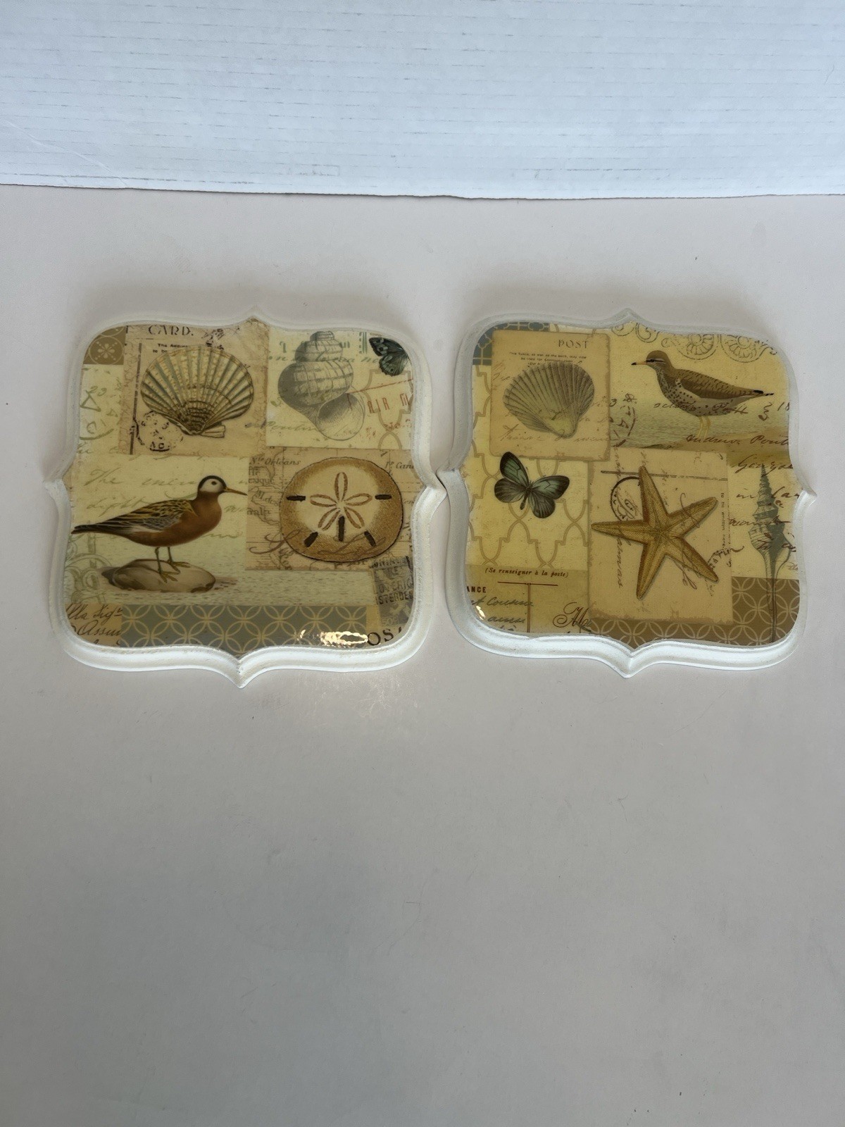 New View Gifts Coastal Wall Plaque Art Set Beach Decor Sand Dollar Bird Shell