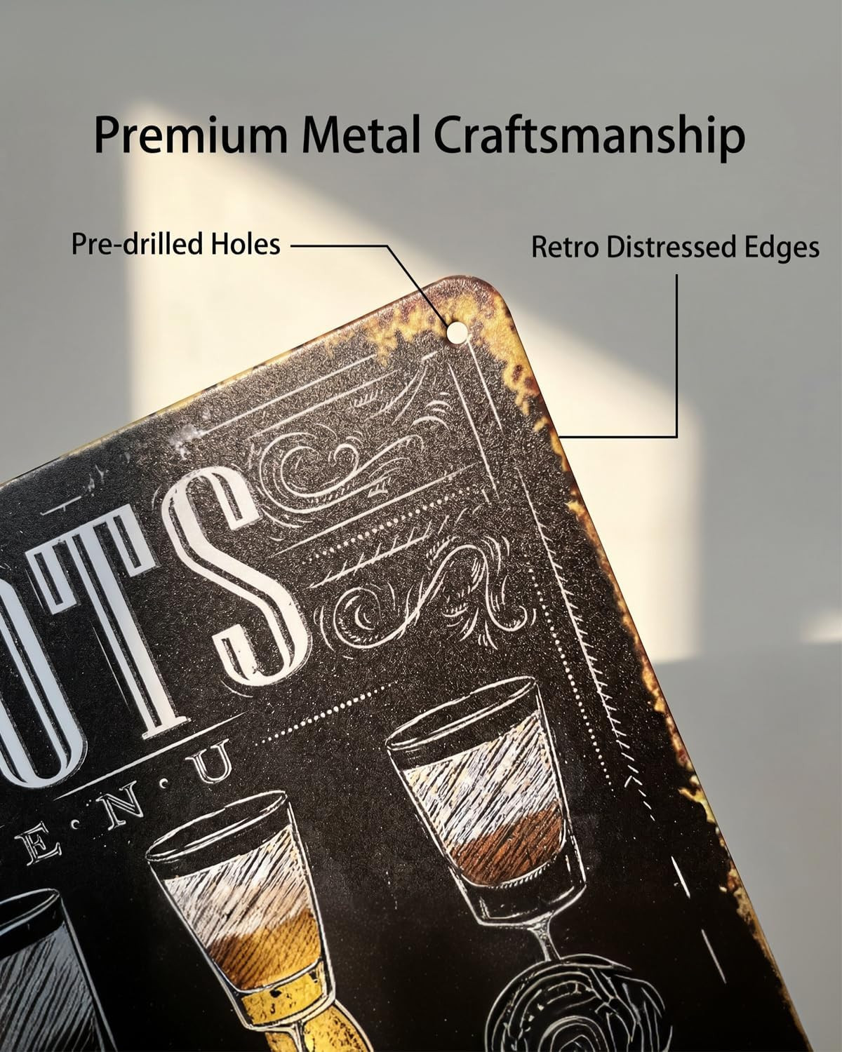 4 Pack Bar Signs for Home Bar Decor, Vintage Metal Bar Wall Decor for Man Cave,