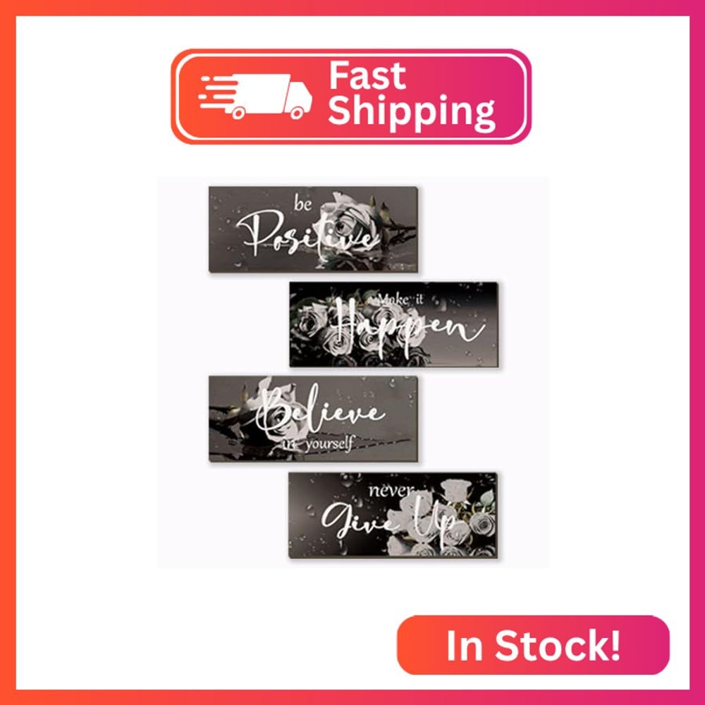 FENCORDAR 4 Piece White Wall Decor Set Inspirational Black And White Decor for B