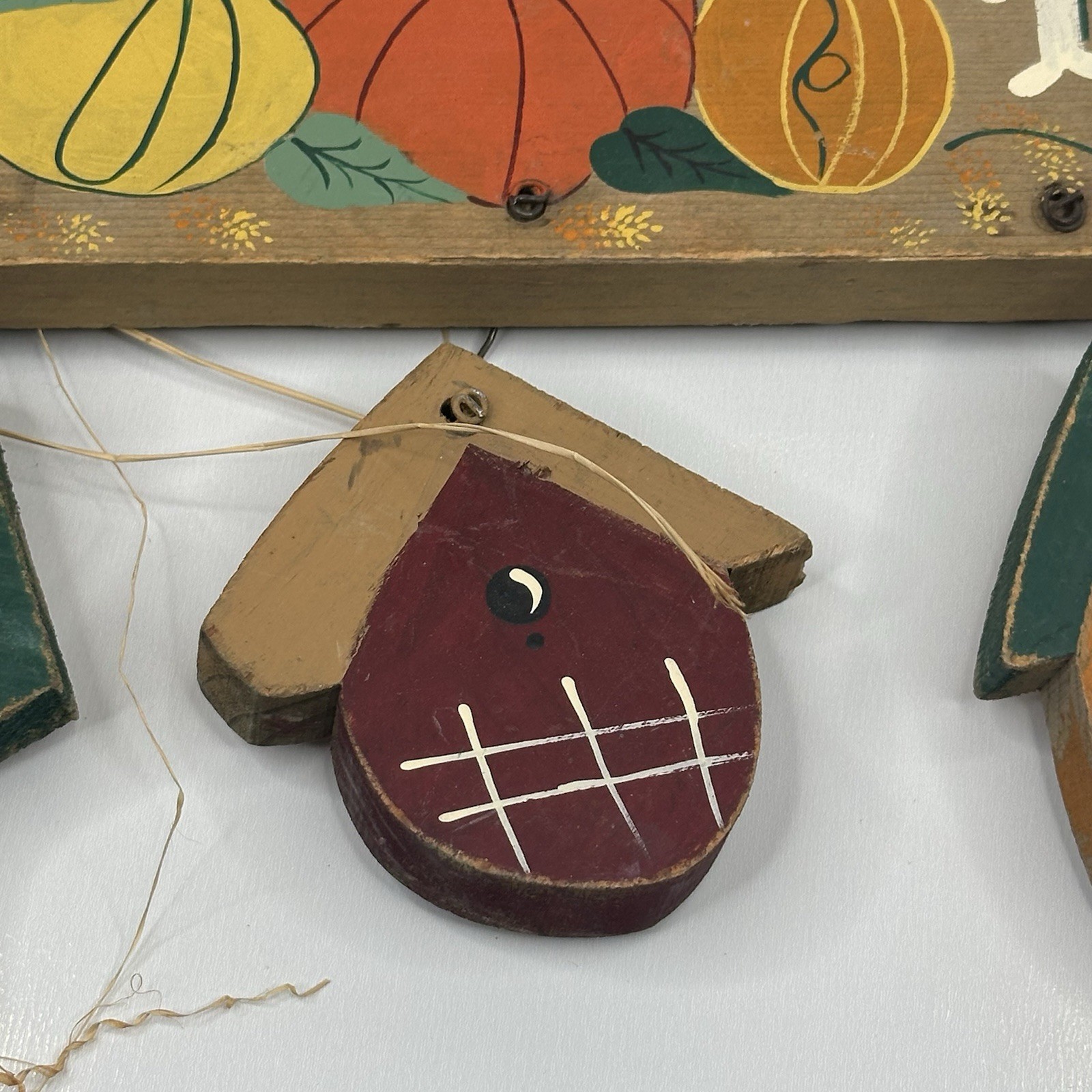 Vtg. Welcome Sign Wooden Fall Autumn Handmade Mexico Signed 1997 90s Decor