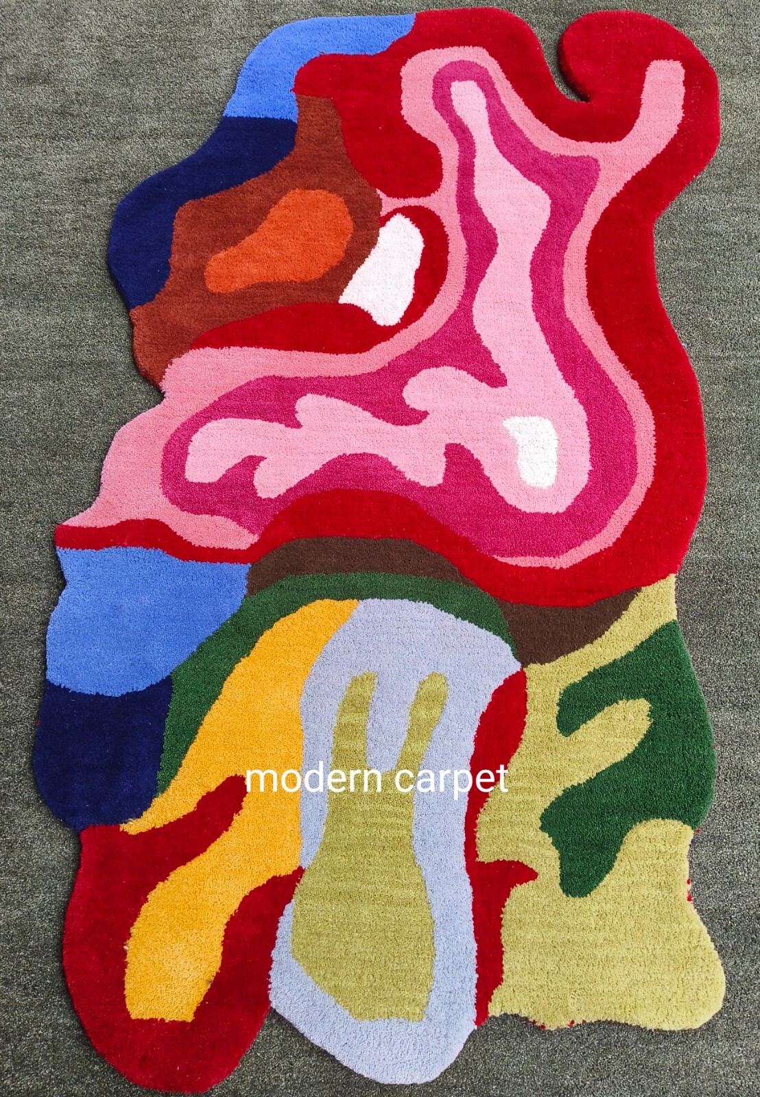 Irregular Amoeba Shaped Rug Handmade 100% Woolen Hand Tufted For Home Decoration