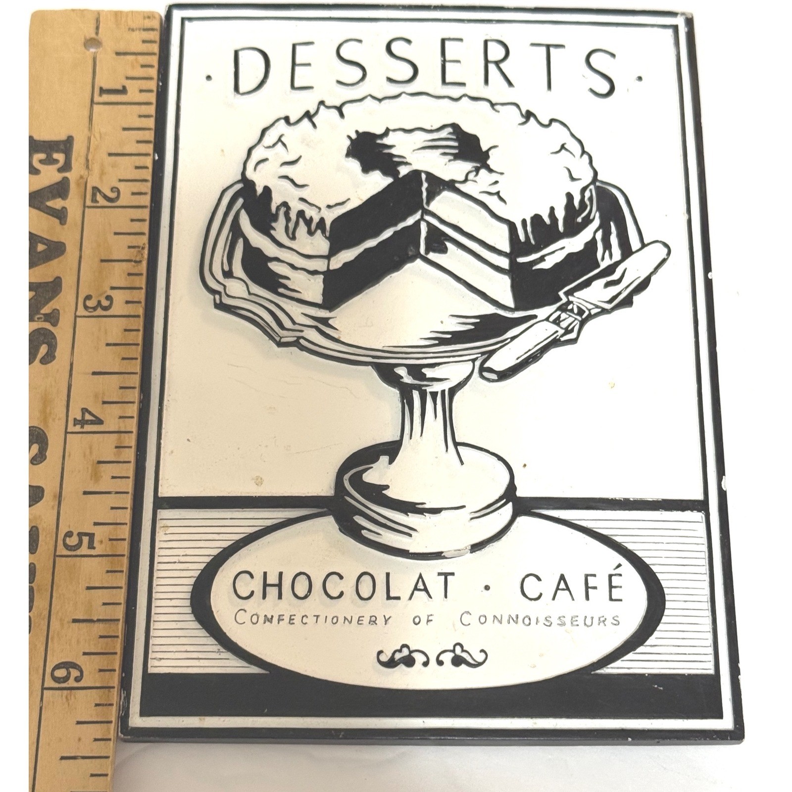 Vintage French Cafe Desserts Chocolat Cafe Cake Wall Plaque Black White Decor