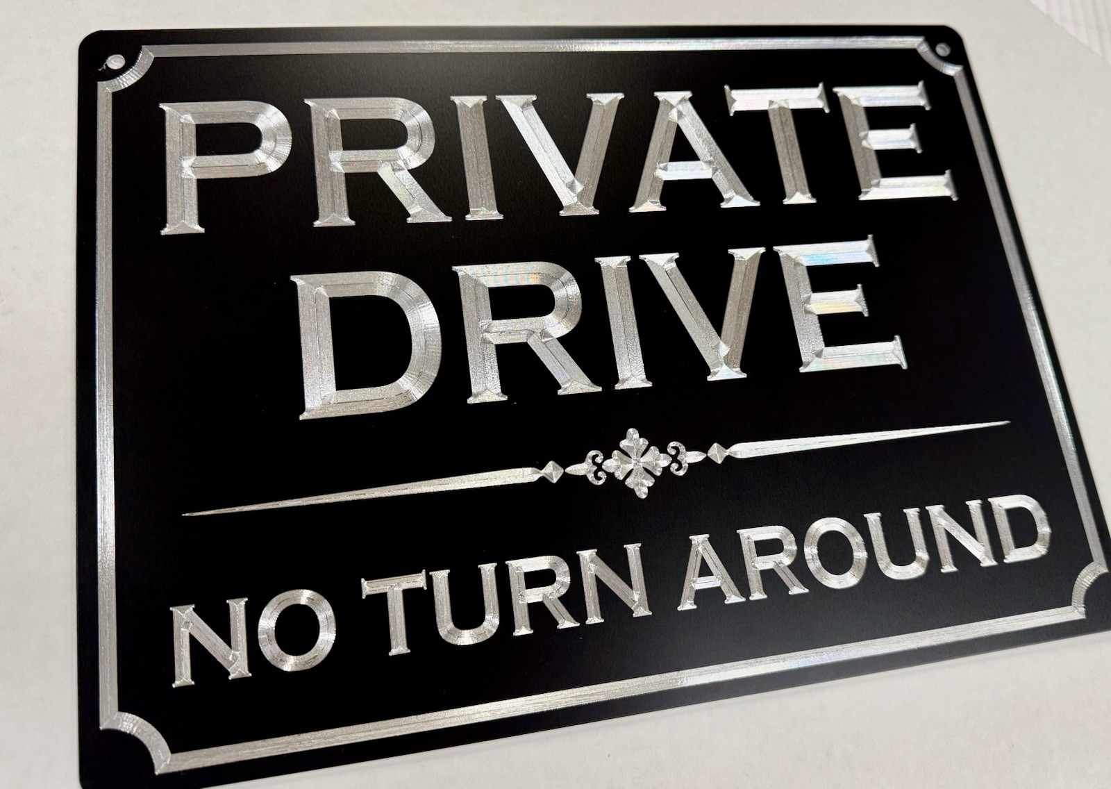 Reflective Diamond Etched Private Property Drive No Turn Around Yard Sign 12×9