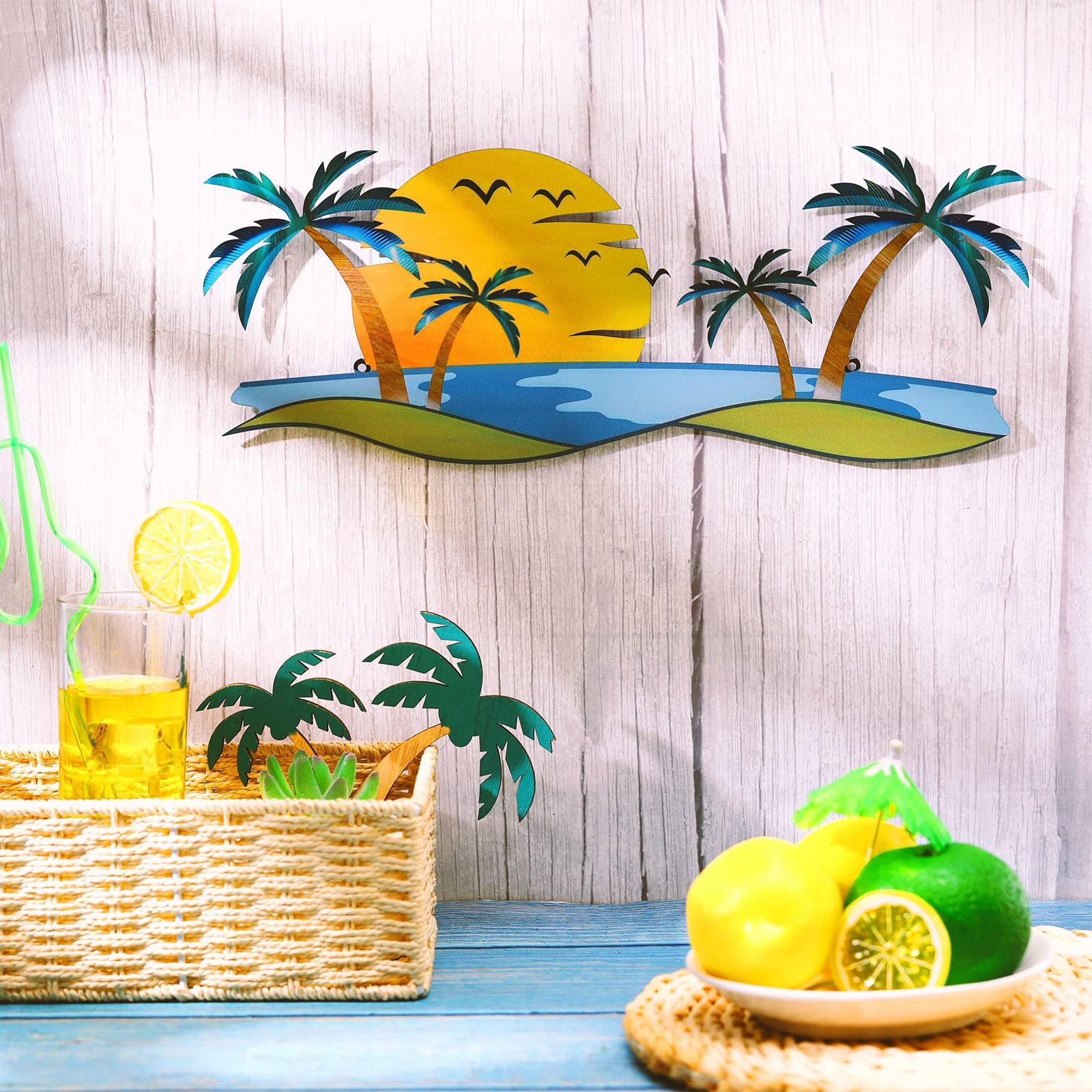 Coastal Metal Wall Art Palm Tree Metal Wall Art Outdoor Beach Bathroom Decor …