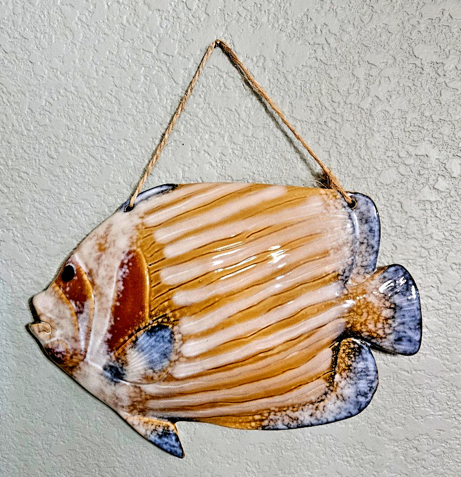 Fish Ceramic Wall Hanging 3-D Colorful Glossy Natical Beach Decor 8″ x 13″